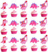 48pcs Pink Dinosaur Cupcake Toppers - Baby Shower Birthday Decorations for Girl Dinosaur Party Supplies Dinosaur Cake