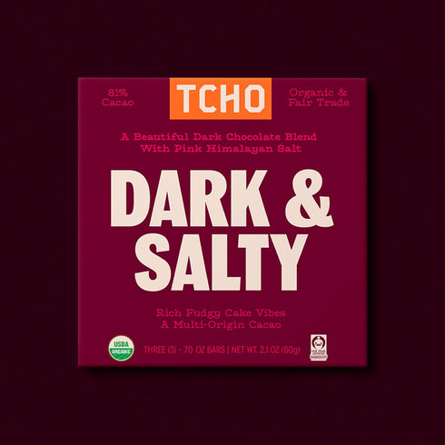 81% (10 pack) (2.1oz TCHO Dark & Salty Dark Chocolate Bars | Plant Based, Organic & Fair Trade | Non GMO, Non-Dairy