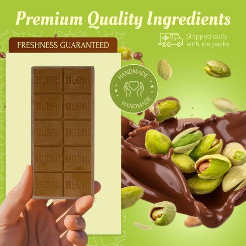 7 oz (Pack 1) Dubai Chocolate Bar with Pistachio Handmade Viral Dubai Chocolate Crispy Shredded knafeh with Rich