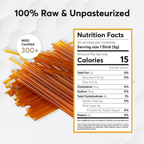 300+, Pack, 20 Count P.R.I Manuka Honey Sticks, MGO Raw New Zealand Manuka Honey, Premium SingleServe OntheGo