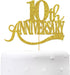 Gold Glitter 10th Anniversary Cake Topper - Happy 10th Wedding Anniversary / Birthday Party Decorations