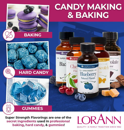 LorAnn Oils Super Strength Flavoring - Blueberry, 1 fl oz, 4X Stronger Than Extracts for Candy Making