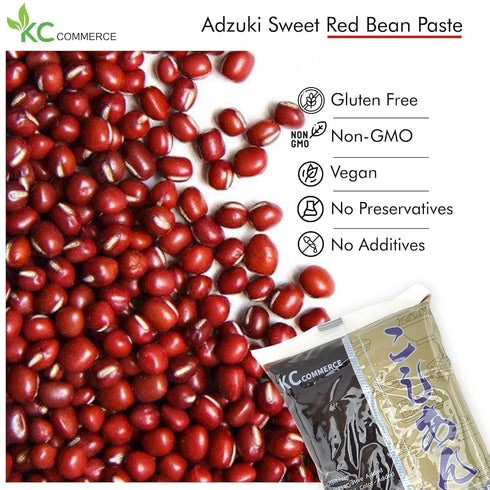 KC Commerce 14oz (Pack 2, 14, Japanese Style Sweetened Red Bean Paste VEGAN & GLUTEN-FREE, NO PRESERVATIVE, NO-MSG