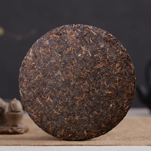SANRAN 2015, 12.60oz Pu Erh Tea, Aged Puer Tea Cake, Ripe Puerh Black Tea, Year