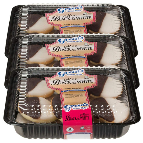 Green's Bakery Hand-Dipped Mini Black and White Cookies, 3 Pack, Chocolate and