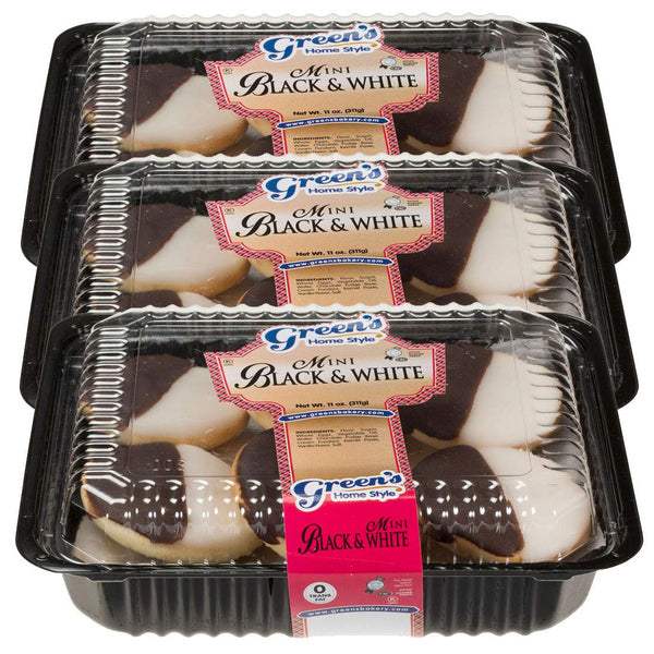 Green's Bakery Hand-Dipped Mini Black and White Cookies, 3 Pack, Chocolate and