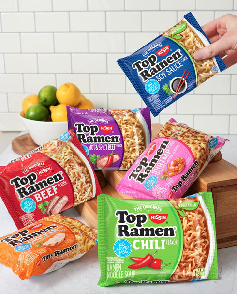 3 (Pack 24) Nissin Top Ramen Noodle Soup, Chili, Ounce