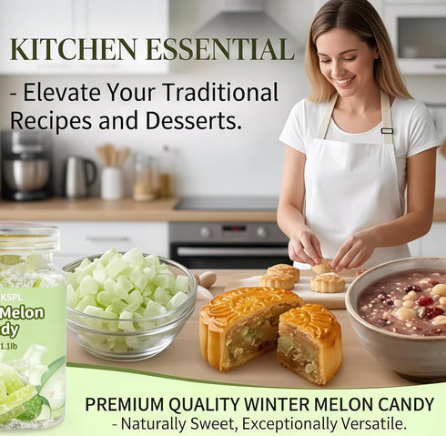 LWWTYKSPL 1.11lb Dried Winter Melon Snack, Sweet Chewy Dehydrated Fruit for Tea, Rock Sugar Candied White Gourd Strips