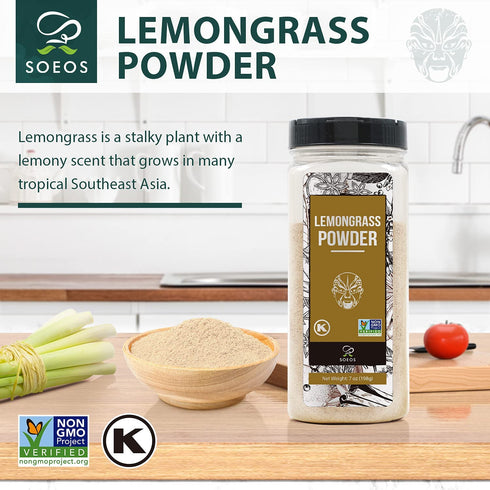 7 (198g), Soeos Lemongrass Powder ounce Lemongrass Herb, Lemon Powder Bulk, Freshly Ground Dried Lemon, Natural