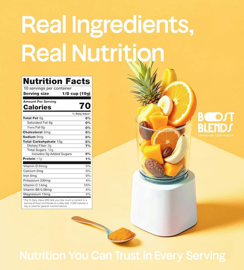 10 Tropical Smoothie Powder & Smoothie Mix Freeze Dried Tropical Fruit Blend, No Added Sugar, Vegan, Ready in Seconds