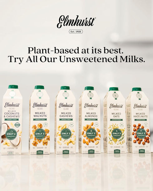 1925 32 (Pack 6) Elmhurst Unsweetened Walnut Milk - Ounce of Dairy-Free, Gluten-Free, Vegan, Kosher, Shelf Stable Milk