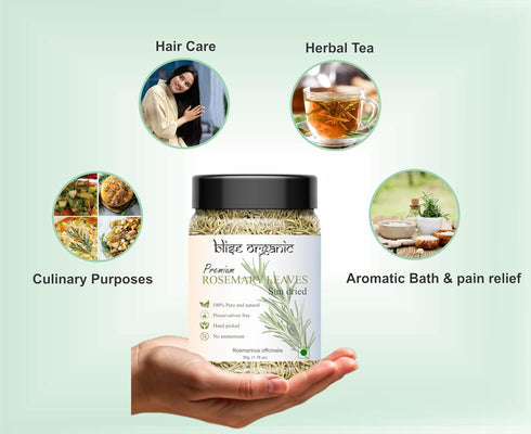 100% 100 grams/3.5 Oz Blise organic Rosemary dried leaves - Organic and Natural, free from Amonium, | Natural sundried