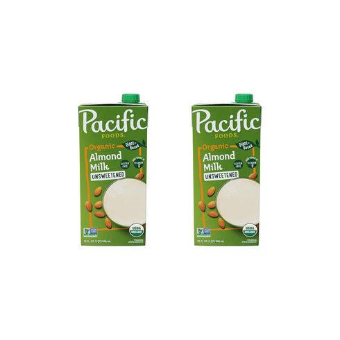 Pacific Foods Organic Unsweetened Almond Milk, Plant Based Milk, 32 oz Carton