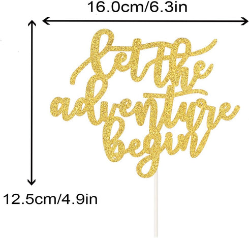 Let the Adventure Begin Cake Topper for Graduation Party, Going Away Travel Themed Wedding Decorations