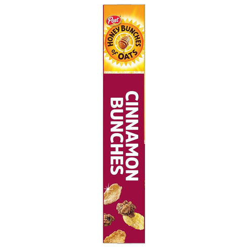 12 OZ (Pack 4) Post Honey Bunches of Oats Cinnamon Bunches Breakfast Cereal, Honey Flavored Cinnamon Cereal with Oat