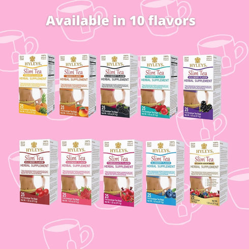 Hyleys Slim Tea Raspberry Flavor - Weight Loss Herbal Supplement Cleanse and Detox - 25 Tea Bags