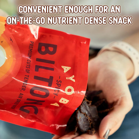 Ayoba Spicy Grass Fed Beef Biltong Slices - 4 Ounce, Pack of 1 - Keto Friendly Air-Dried Grass Fed Beef Snacks
