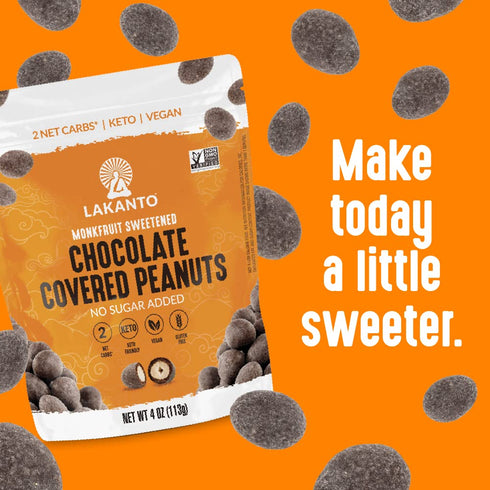 Pack 2) Lakanto Chocolate Covered Peanuts - Sweetened with Monk Fruit Sweetener, Keto Diet Friendly, On the Go Healthy
