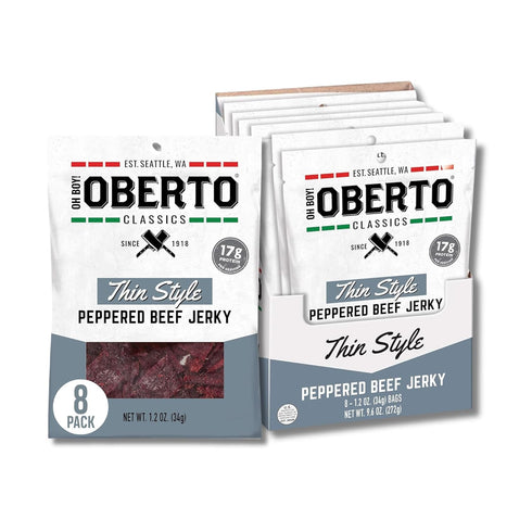 Oh Boy! Oberto Classics Thin Style Peppered Beef Jerky, 1.2 Ounce (Pack