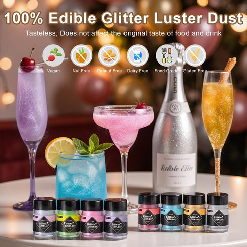 4g Glimmer Green Edible Glitter for Cocktails Drinks Food Grade Powder Luster Dust for Food Metallic Coloring Fondant