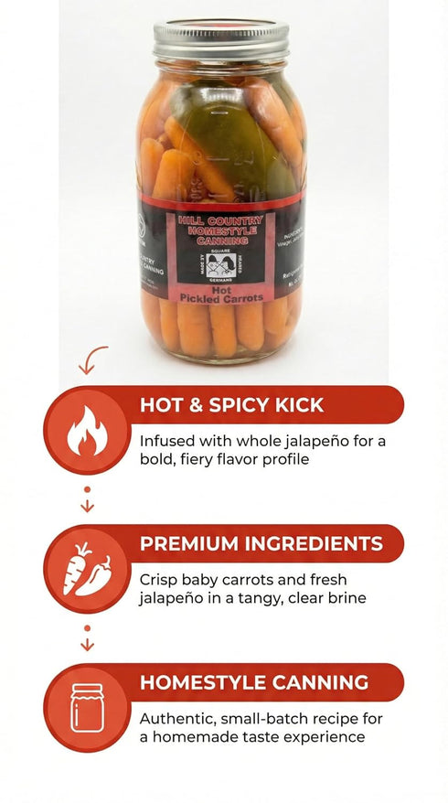 Bluebonnet Creek Farms Country 32oz Texas Hill Hot Dill Carrots