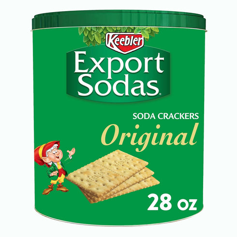 Keebler Export Sodas Soda Crackers, Soup Crackers, Lunch Snacks, Original, 28oz Can