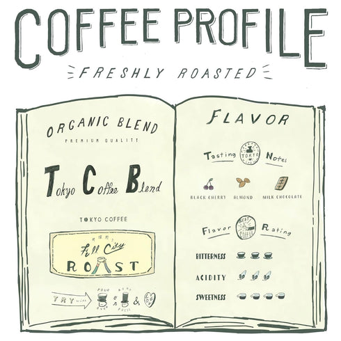 12oz 100% TOKYO COFFEE Organic Blend, Medium Dark Roast Whole Bean Coffee from Japan - Bag - Sweet and Smooth Signature