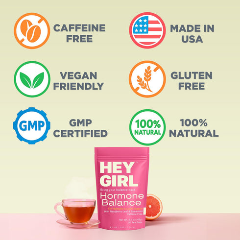 Hormone Balance for Women Tea with Spearmint, Red Raspberry Leaf, Chamomile, Ginger, Nettle - For PMS, PCOS