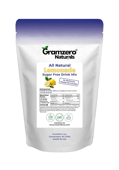 Pack, GramZero All Natural Lemonade Sugar Free Drink Mix Sports Great For Nutrition Club Loaded Teas, Zero Calorie