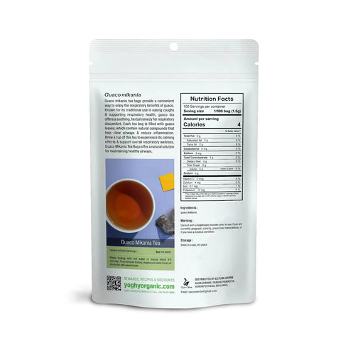CEYLON HERBS 100 100% Guaco Mikania Tea Bags - Pure, Organic, Wild-Crafted Herbal Tea Bags for a Refreshing, Earthy