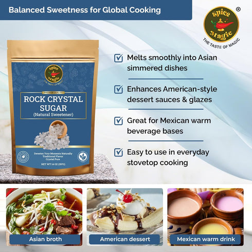 Crystal,14 oz (400g) Spice Magic Rock Sugar I Premium Natural Cane Sugar Crystals, Perfect for Tea, Coffee, Cocktails