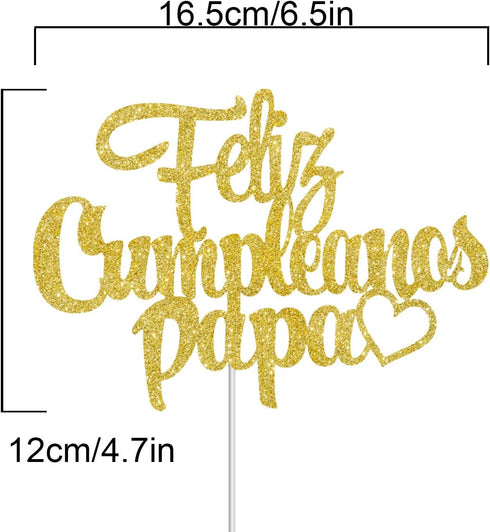 Feliz Cumpleanos Papa Cake Topper, Happy Father's Day Birthday Party Supplies Decoration