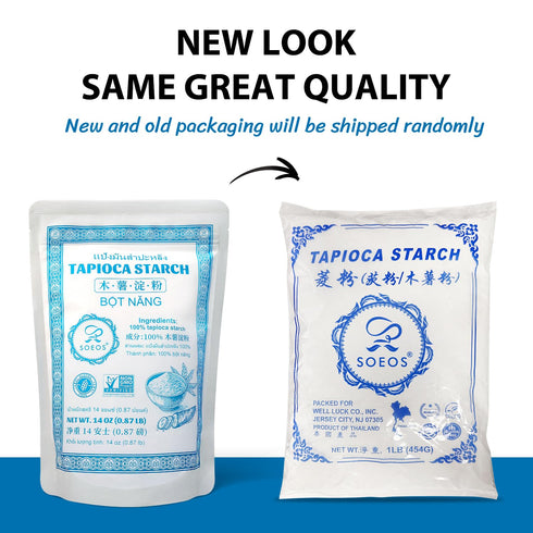 14 (Pack 2), Soeos Tapioca Flour Starch, Ounce of All Natural Tapioca Starch for Baking, Cooking & Boba Pearls