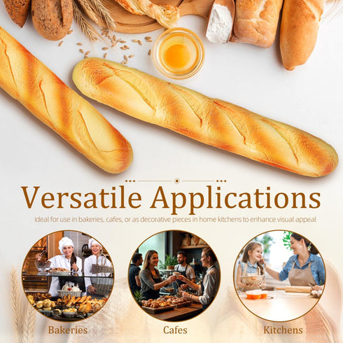 2 Pack 13.58In UKCOCO Artificial French Baguette Faux Bread Loaves for Kitchen Decoration Photography Props Bakery
