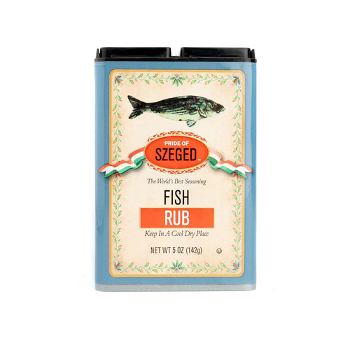 5oz. (142g), 1-Count Pride of Szeged Fish Rub, Seafood Herb Seasoning Spice Mix, Tin