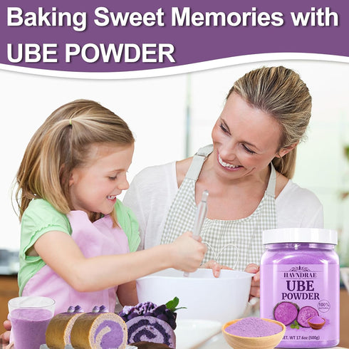 17.6 oz 500g Premium Ube Powder, Pure Purple Yam, Purple Sweet Potato Powder for Natural Food Coloring, Baking