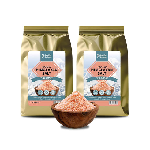 Pacific Pelican Iodized Himalayan Pink Salt | Fine Grain, Unrefined, Pure Rock