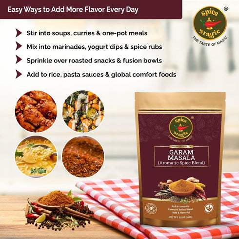 3.5 oz (100 Spice Magic Garam Masala Powder g) | Premium Indian Spice Blend | All-Natural, Salt-Free, Vegan & Non-GMO