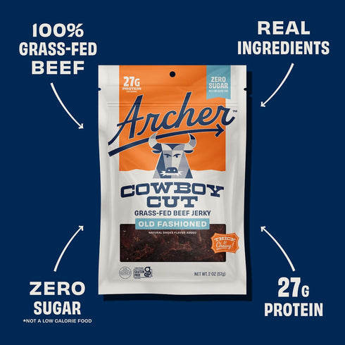 Pack, Packs, 2 oz (Pack 6) Archer Jerky Grass Fed Beef Jerky - Zero Sugar Beef Snack, Meat Snack Bulk, Individual