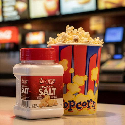 18 oz, Snappy White Popcorn Salt, Superfine Flake Salt for Movie Theater and Old-Fashioned Popcorn