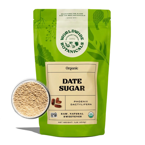 1 100% Worldwide Botanicals Organic Date Sugar Fine Powder, Pound - Pure Dried Dates, Natural Whole Food Sweetener