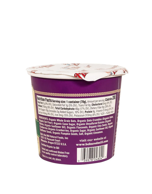 1 (Pack 12)- Bob's Red Mill Organic Oat Cup, Fruit & Seed, cup of Non GMO, Whole Grain, Kosher