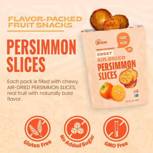 Persimmon 16 Oz, Pack 2 Persimmons Whitney Jordan Naturals Air-Dried Slices of - Dried Fruit Snack Made from Real - No
