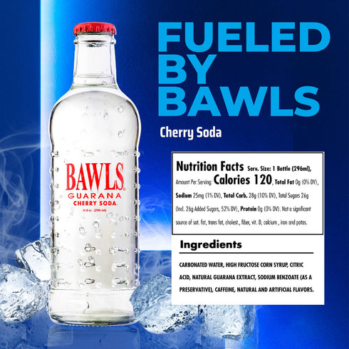 Bawls 10oz 12 Pack Guarana Cherry, Guarana Drink, Guarana Soda, Guarana Fueled Soda for Energy, High Energy Caffeinated