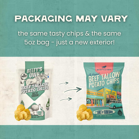 (5 Oz, Pack 4) Beefys Own Beef Tallow Potato Chips - Kettle Chips Made Without Seed Oils, Gluten Free, Crispy