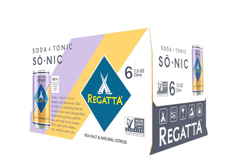 24, 7.5oz So-Nic, Club Soda + Tonic by Regatta Craft Mixers, All-Natural Ingredients, Gluten-Free, Non-GMO, Case