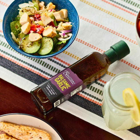 8.1 oz Benissimo Balsamic Garlic Herb Infused Oil & Vinegar Blend, All Natural Gourmet Blend with Bold Balsamic