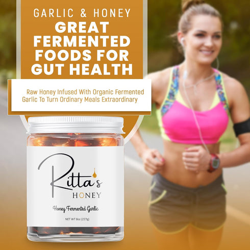Ritta's Honey 100% Fermented Garlic Honey to Enhance Meals and Overall Wellness. Pure, Nutrient Rich Raw California