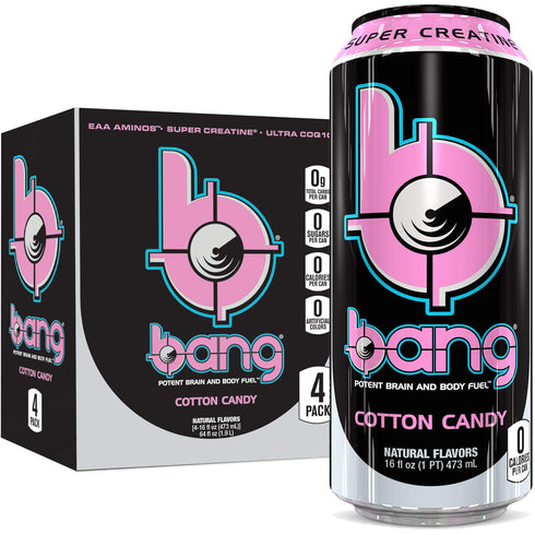 Bang Energy Bang Cotton Candy Energy Drink, 0 Calories, Sugar Free with Super Creatine,