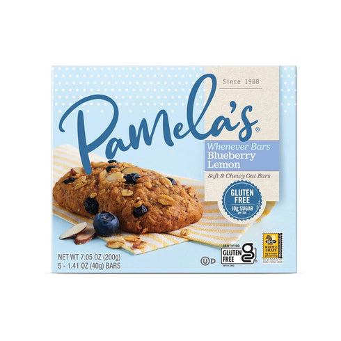 7.05 Oz, 30 Count, Pack 6 Pamela's Products Gluten Free Whenever Bars, Blueberry Lemon Box